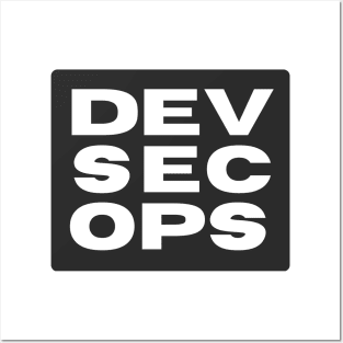 DevSecOps Development Security Operations Minimalist Black Background Posters and Art